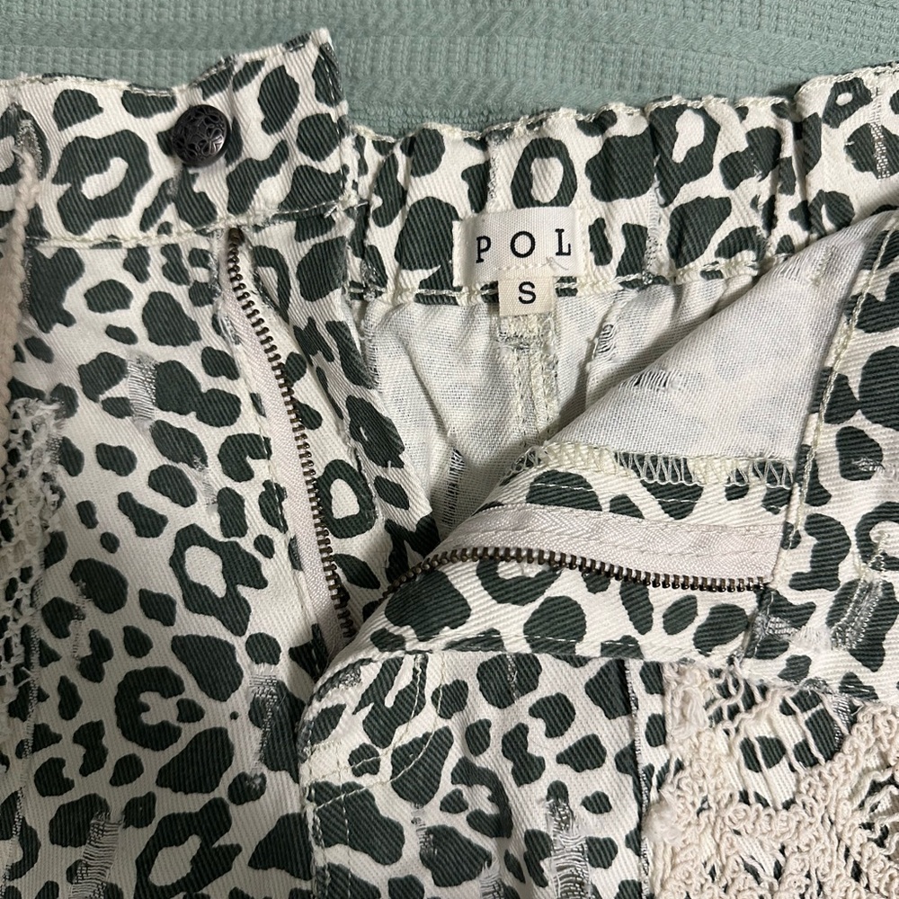 POL Leopard Print Jean-like Cotton Pants